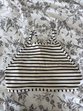 Aerie Stripe Halter bikini top size L